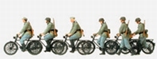 PREISER 16596  6 Duitse soldaten met fiets  1:87