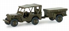 MINITANKS 200401A Willy's Jeep met aanhanger   1:87