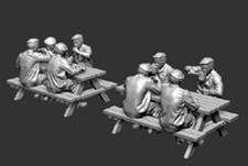 PANZERSHOP 01  Etende figuren + banken   1:87